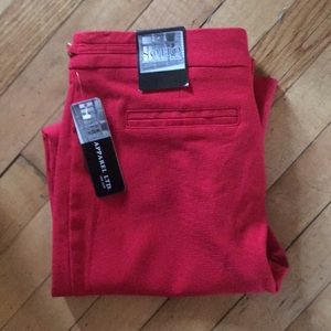 Red pants with gold accents